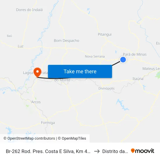 Br-262 Rod. Pres. Costa E Silva, Km 414,3 Leste to Distrito da Ilha map