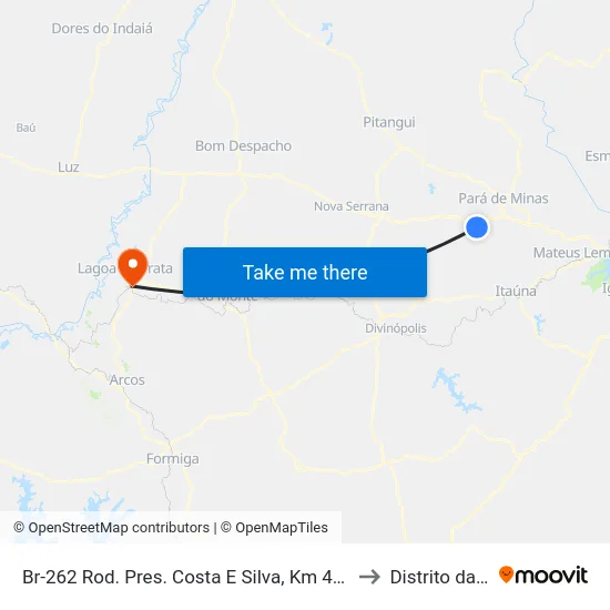 Br-262 Rod. Pres. Costa E Silva, Km 408,6 Leste to Distrito da Ilha map