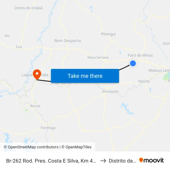 Br-262 Rod. Pres. Costa E Silva, Km 408,6 Oeste to Distrito da Ilha map