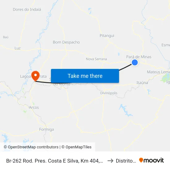 Br-262 Rod. Pres. Costa E Silva, Km 404,7 Leste | Entrada De Palmital to Distrito da Ilha map