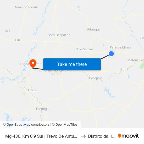 Mg-430, Km 0,9 Sul | Trevo De Antunes to Distrito da Ilha map