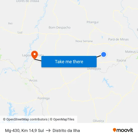 Mg-430, Km 14,9 Sul to Distrito da Ilha map