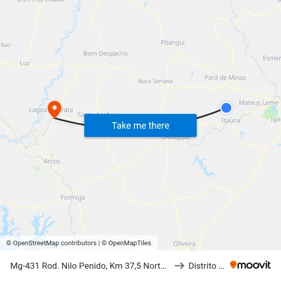 Mg-431 Rod. Nilo Penido, Km 37,5 Norte | Entrada Para Paulas to Distrito da Ilha map