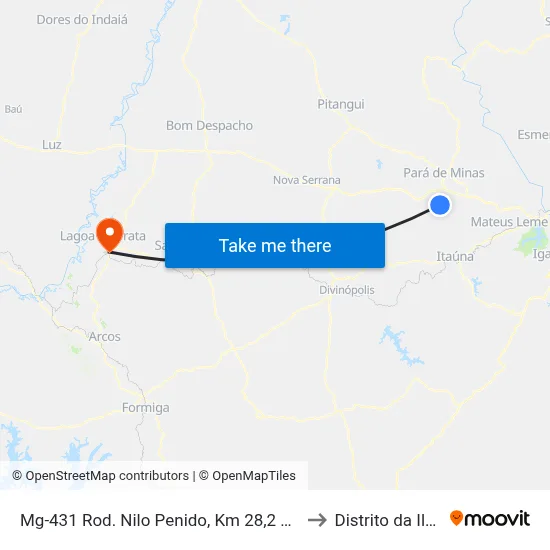 Mg-431 Rod. Nilo Penido, Km 28,2 Sul to Distrito da Ilha map