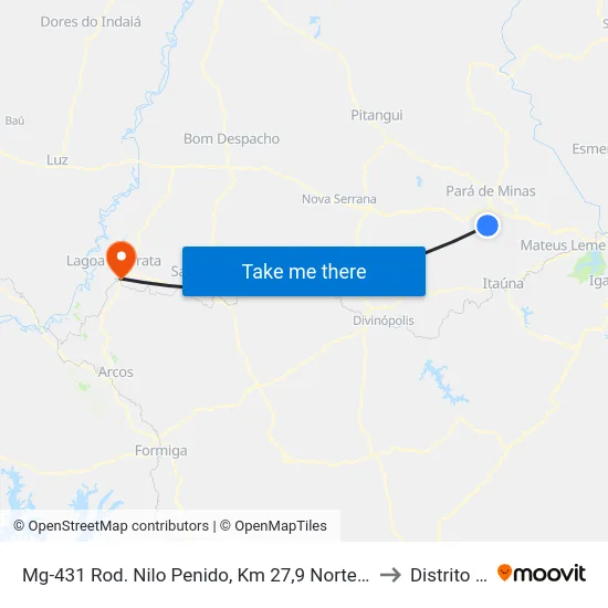 Mg-431 Rod. Nilo Penido, Km 27,9 Norte | Entrada Caetano Preto to Distrito da Ilha map