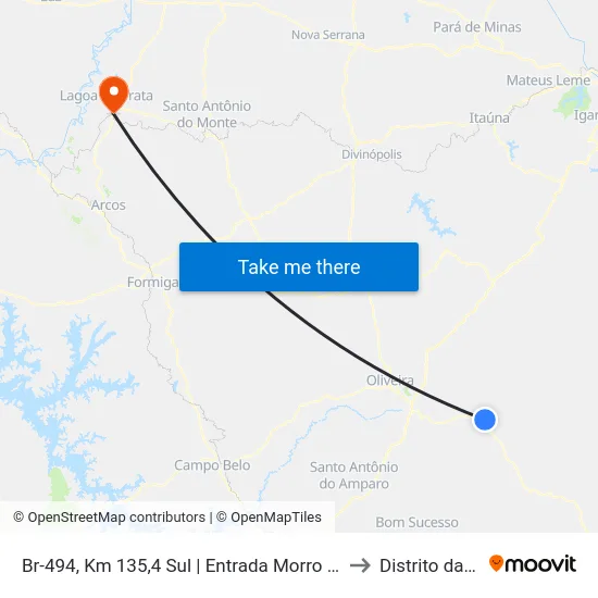 Br-494, Km 135,4 Sul | Entrada Morro Do Ferro to Distrito da Ilha map