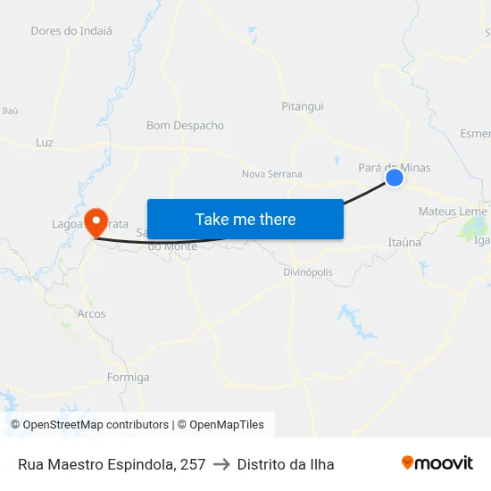 Rua Maestro Espindola, 257 to Distrito da Ilha map