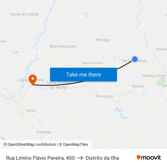 Rua Limírio Flávio Pereira, 400 to Distrito da Ilha map