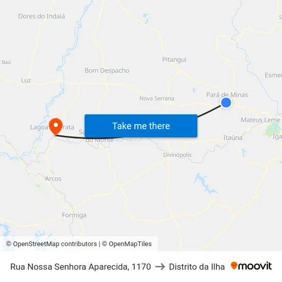 Rua Nossa Senhora Aparecida, 1170 to Distrito da Ilha map