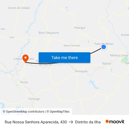 Rua Nossa Senhora Aparecida, 430 to Distrito da Ilha map
