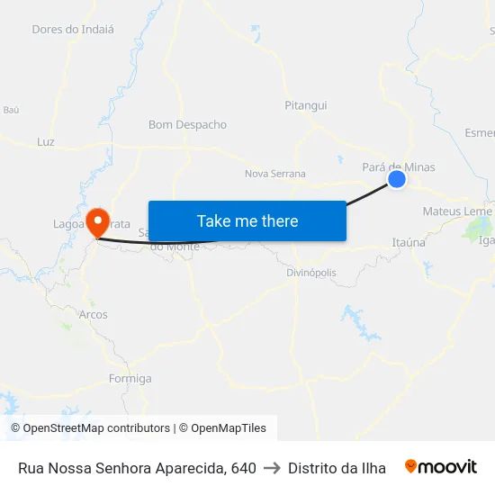 Rua Nossa Senhora Aparecida, 640 to Distrito da Ilha map