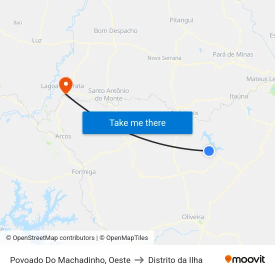 Povoado Do Machadinho, Oeste to Distrito da Ilha map