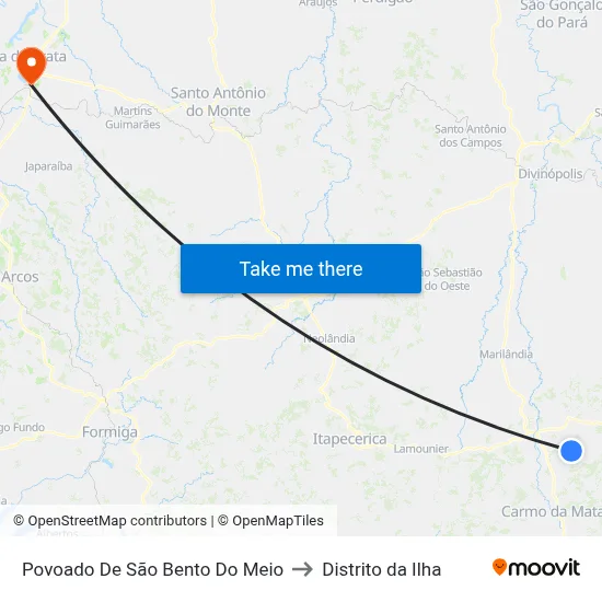 Povoado De São Bento Do Meio to Distrito da Ilha map