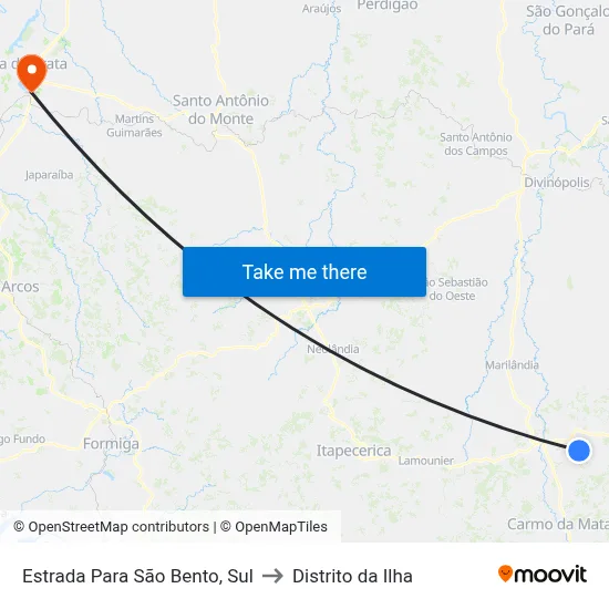 Estrada Para São Bento, Sul to Distrito da Ilha map