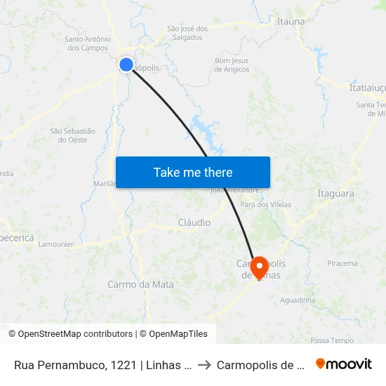 Rua Pernambuco, 1221 | Linhas Urbanas to Carmopolis de Minas map