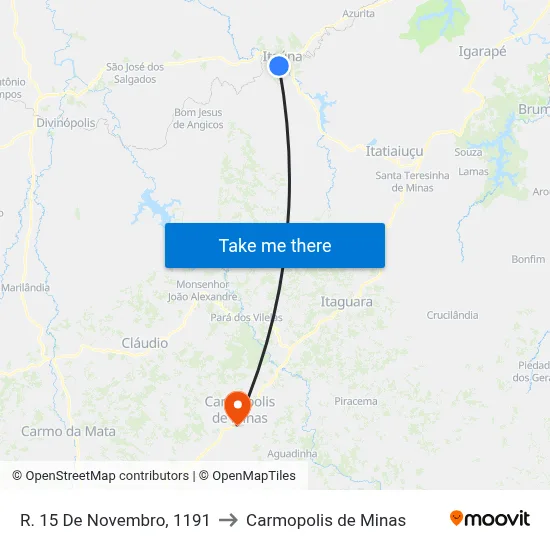 R. 15 De Novembro, 1191 to Carmopolis de Minas map