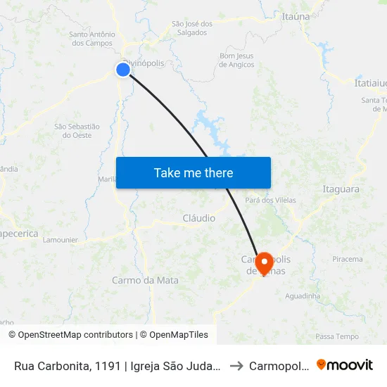 Rua Carbonita, 1191 | Igreja São Judas Tadeu/Escola Armando Nogueira to Carmopolis de Minas map