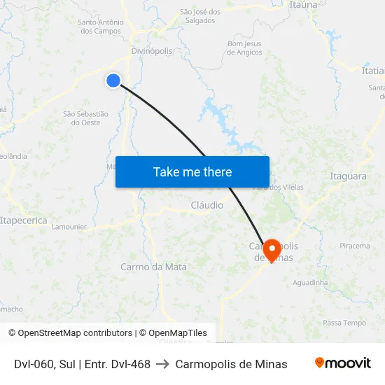 Dvl-060, Sul | Entr. Dvl-468 to Carmopolis de Minas map