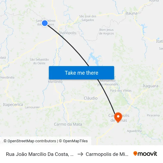 Rua João Marcílio Da Costa, 370 to Carmopolis de Minas map