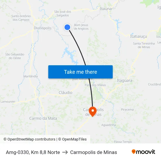 Amg-0330, Km 8,8 Norte to Carmopolis de Minas map