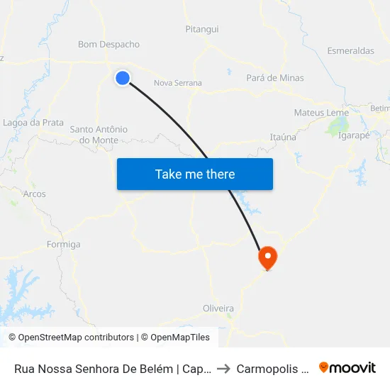 Rua Nossa Senhora De Belém | Capivari Dos Eleutérios to Carmopolis de Minas map