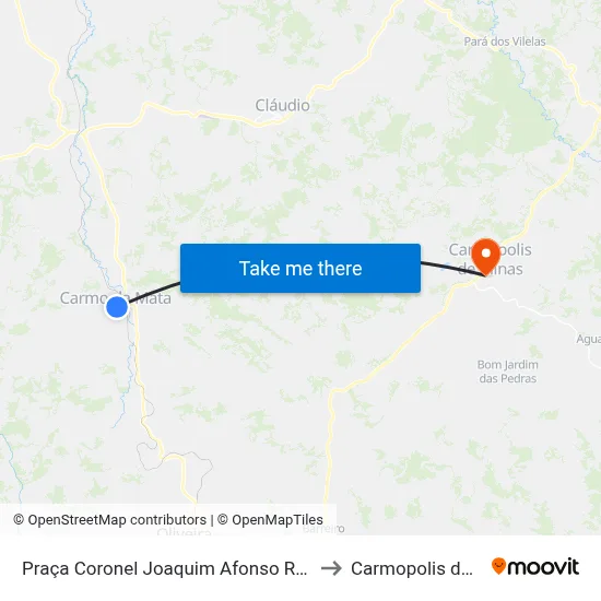 Praça Coronel Joaquim Afonso Rodrigues, 138 to Carmopolis de Minas map