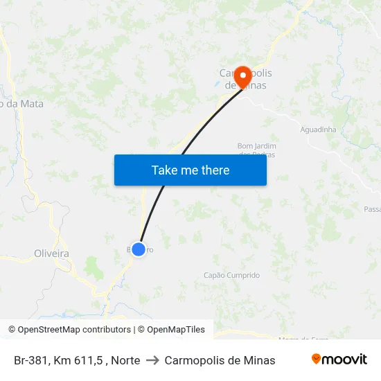 Br-381, Km 611,5 , Norte to Carmopolis de Minas map