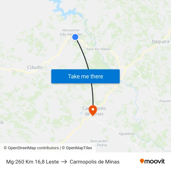 Mg-260 Km 16,8 Leste to Carmopolis de Minas map