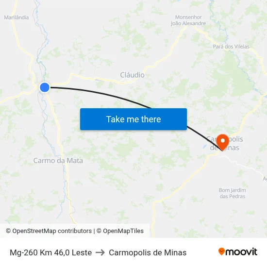 Mg-260 Km 46,0 Leste to Carmopolis de Minas map