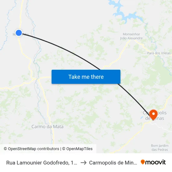 Rua Lamounier Godofredo, 161 to Carmopolis de Minas map