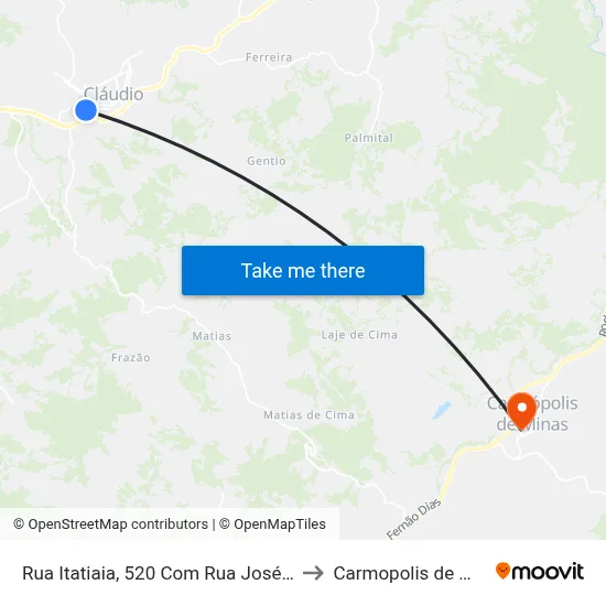 Rua Itatiaia, 520 Com Rua José Prego to Carmopolis de Minas map