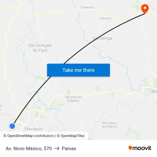 Av. Novo México, 570 to Paivas map