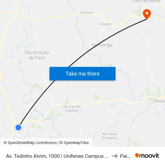 Av. Tedinho Alvim, 1000 | Unifenas Campus Divinópolis to Paivas map