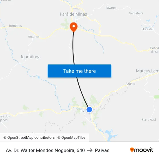 Av. Dr. Walter Mendes Nogueira, 640 to Paivas map