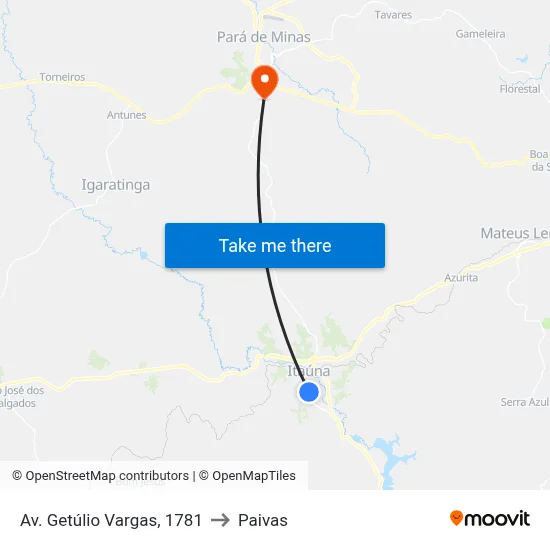 Av. Getúlio Vargas, 1781 to Paivas map