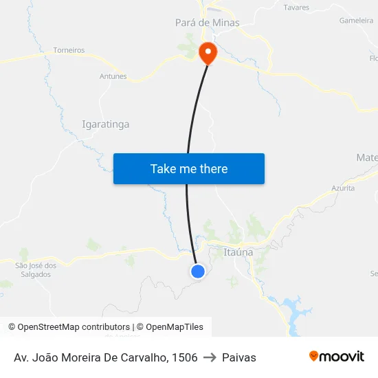 Av. João Moreira De Carvalho, 1506 to Paivas map