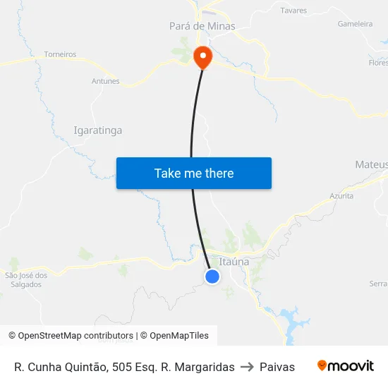 R. Cunha Quintão, 505 Esq. R. Margaridas to Paivas map