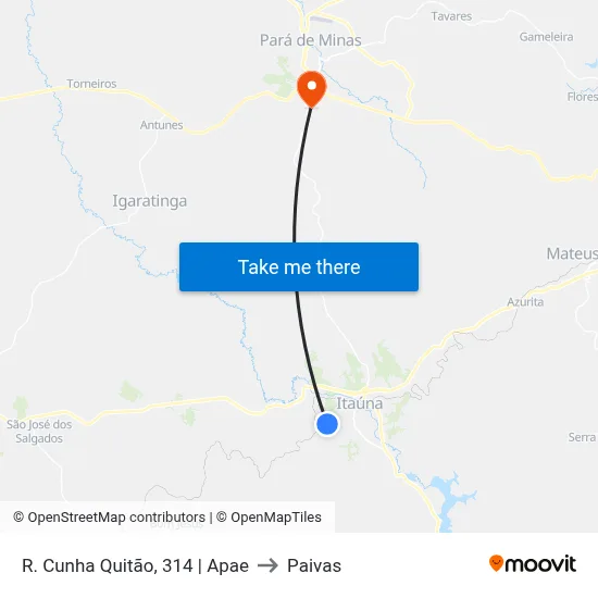 R. Cunha Quitão, 314 | Apae to Paivas map