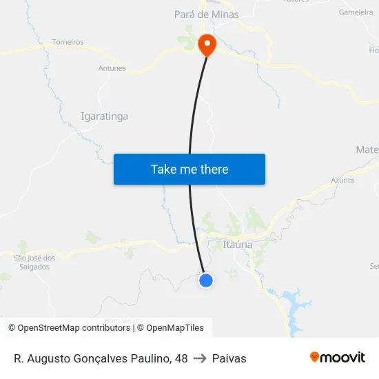 R. Augusto Gonçalves Paulino, 48 to Paivas map