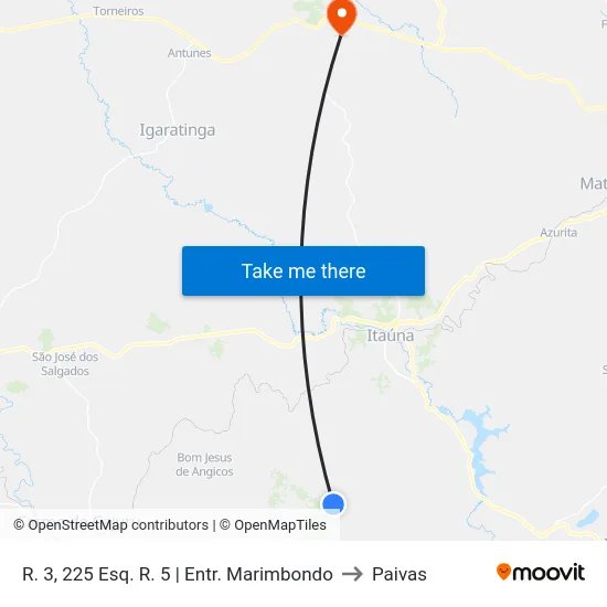 R. 3, 225 Esq. R. 5 | Entr. Marimbondo to Paivas map