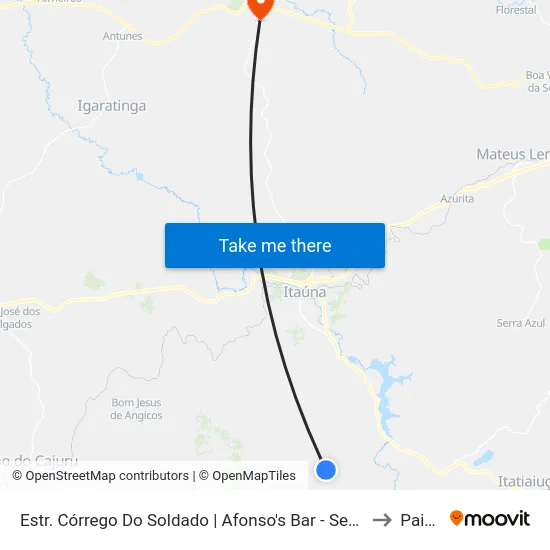Estr. Córrego Do Soldado | Afonso's Bar - Sentido Bairro to Paivas map
