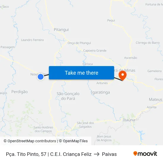Pça. Tito Pinto, 57 | C.E.I. Criança Feliz to Paivas map