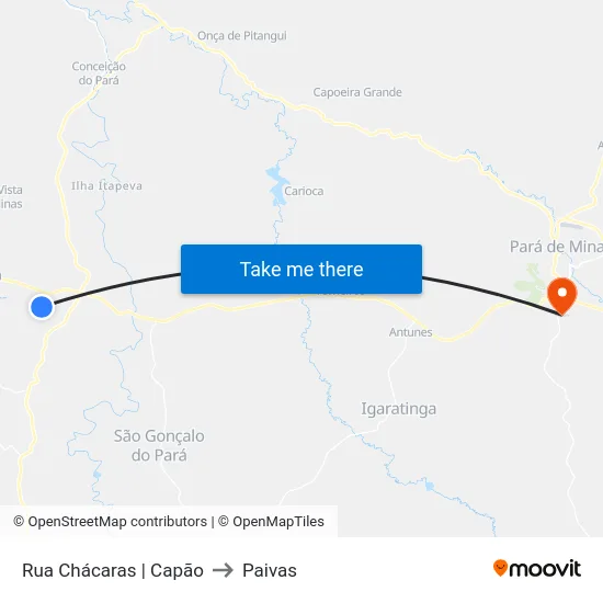 Rua Chácaras | Capão to Paivas map