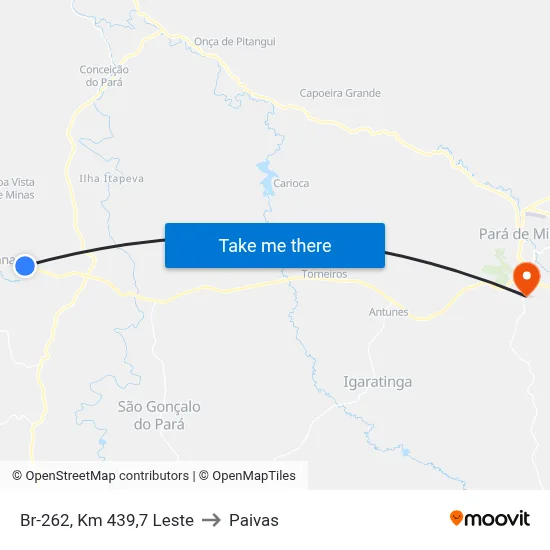 Br-262, Km 439,7 Leste to Paivas map