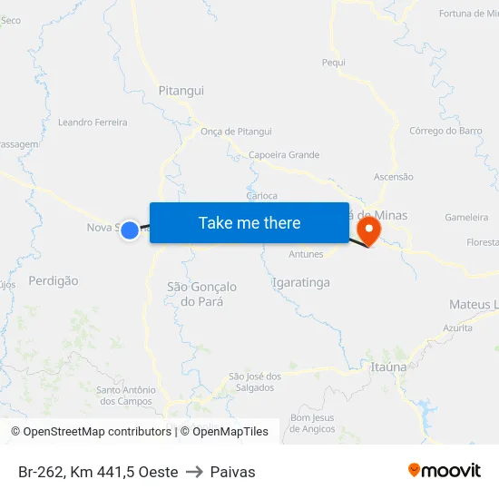Br-262, Km 441,5 Oeste to Paivas map