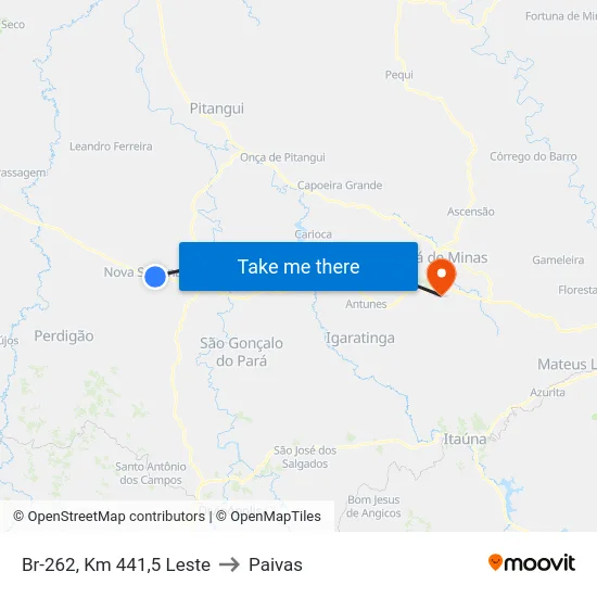 Br-262, Km 441,5 Leste to Paivas map