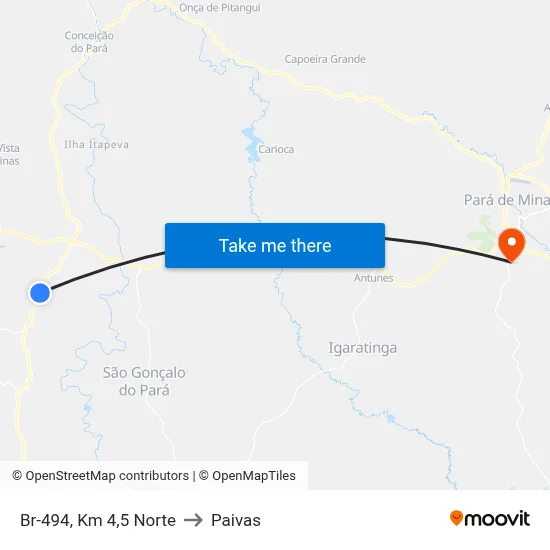 Br-494, Km 4,5 Norte to Paivas map