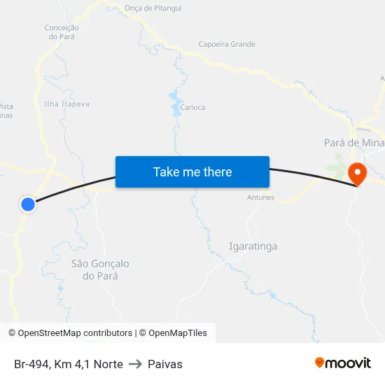Br-494, Km 4,1 Norte to Paivas map