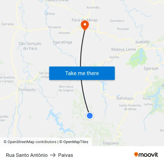 Rua Santo Antônio to Paivas map