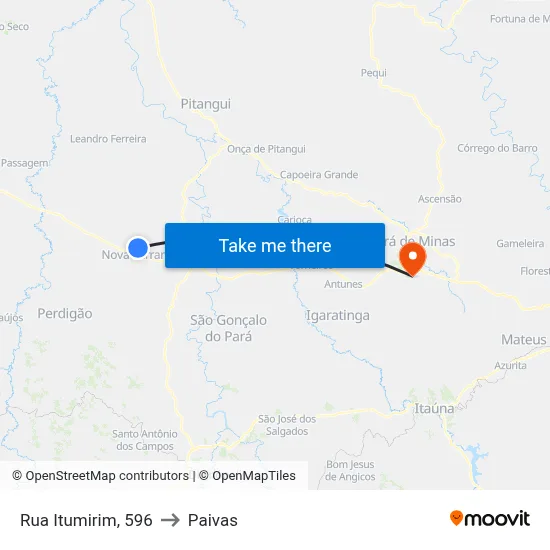 Rua Itumirim, 596 to Paivas map